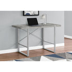 Monarch Specialties - 7662 Bureau 48 po L - Simili-Ciment Gris/Metal Argent-Des pieds en métal robustes au fini argenté sont intégrés dans le dessus de bureau pour un effet visuel intéressant