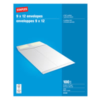 Enveloppes kraft Staples pour catalogue, avec rabats gommés, 9 x 12 po, blanc paquet de 100-Idéal pour l’envoi de catalogues, de livrets, de brochures et de documents de plusieurs pages
