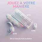 Logitech G735 Casque gamer sans fil avec Bluetooth - éclairage RVB LightSync personnalisable - Blanc-De la collection Aurora : l’équipement gamer joue mieux ensemble, le casque Logitech G735, la souris G705 et le clavier Logitech G715 ont tous ce design inclusif et cette esthétique de rêve, vendus séparément