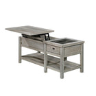 Sauder - Table basse Cottage Road 422480, à dessus relevable, chêne mystique-Tiroir sur glissières avec surface en verre pour étaler objets décoratifs et souvenirs