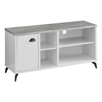 Monarch Specialties - 2840 Meuble Tv - 48 po L/Dessus Simili-Ciment Gris/Blanc-Un meuble TV de 48 pouces de style industriel avec rangement peut accueillir la plupart des televiseurs et est un excellent choix pour une salle familiale, un salon ou une chambre a coucher