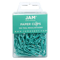 JAM Paper – Trombones standards colorés, petits, bleu sarcelle, 100/paquet (21832064)-Taille : 1 po (standard)