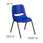 Flash Furniture - Chaise coquille bleue, empilable et ergonomique de la série HERCULES avec cadre noir, capacité de 880 lb-Garantie à vie limitée sur le cadre