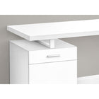 Monarch Specialties - 7760 Bureau 48 po L - Blanc Orientation Gauche Ou Droite-Poignées de tiroir, support de bureau et pied en métal robuste en forme de U finis en blanc assortie