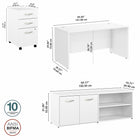 Bureau 60 po x 30 po avec retour et classeur mobile Studio C de Bush Business Furniture - blanc-Bois d’ingénierie en blanc