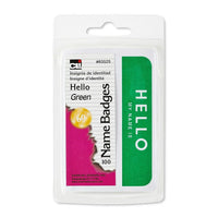 Charles Leonard Badges nominatifs autocollants Hello, verts, 3-3/8" x 2-1/4"-Un moyen simple et rapide d'identifier des personnes, des objets et un travail bien fait
