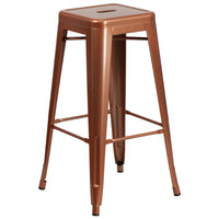 Tabouret de bar sans dossier de 30 po, intérieur/extérieur, cuivré (ET-BT3503-30-POC-GG)-Tabouret moderne empilable de style industriel