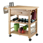 Winsome – Chariot de cuisine Finlande-La surface de la tablette supérieure est 27 larg. x 20,47 prof. (po). Les dimensions du tiroir sont 19,76 larg. x 13,58 prof. x 4,33 haut. (po).