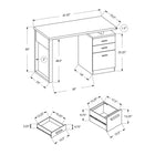 Monarch Specialties - 7295 Bureau 48 po L - Gris-Noir Orientation Gauche Ou Droite-Dimensions du produit: 47,25 pouces L x 23,5 pouces P x 30 pouces H