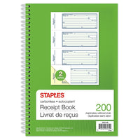Staples Livret de reçus bilingue, SDC71SE, duplicatas, autocopiants, reli-10 7/8 x 6 3/4 po