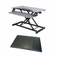 Rocelco - Rehausseur de bureau réglable assis/debout de 31,5 po avec tapis anti-fatigue - Gris-L'élévateur de bureau réglable Hi-Lift nécessite un assemblage minimal.