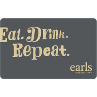 Earls Restaurant â€“ Carte-cadeau de 100 $-La carte n'a aucune valeur jusqu'à son activation. La valeur du montant indiqué sur la carte est en dollars canadiens. Émise par Earls. Utilisez cette carte à tout emplacement Earls au Canada ou aux Étas-Unis. Le montant de la carte sera appliqué envers l'achat du détenteur. Le solde peut être échangé contre nourriture, boissons et pourboires à tout restaurant Earls et ne peut être échangé pour de l'argent comptant sauf où la loi l'exige, ni servir comme paiement s
