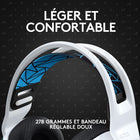 Casque de jeu sans fil G733 K/DA LIGHTSPEED - Equipement Officiel de League of Legends-Confortable : Très léger, avec des sangles de suspension réversibles et colorées offrant un confort durable pour les longues sessions de jeu, et d'une mousse à mémoire de forme à double couche