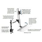 Rocelco – Bureau flottant ergonomique EFD sit to stand, noir-Dimensions de la boîte : long. : 28 x larg. : 11 x haut : 5 (po)