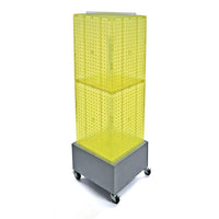 Azar Displays – Présentoir de sol à panneaux perforés emboîtables sur 4 côtés à roulettes, 40 x 14 x 14 po, jaune (701415-YEL)-Surmontoir pour affiche inclus