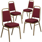 Flash Furniture – Chaises empilables Hercules de la série trapézoïdale avec motifs bourgogne et cadre en or, 4/pqt-Ensemble de 4 chaises de banquet polyvalentes