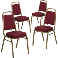 Flash Furniture – Chaises empilables Hercules de la série trapézoïdale avec motifs bourgogne et cadre en or, 4/pqt-Ensemble de 4 chaises de banquet polyvalentes