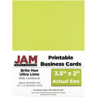 JAM Paper Cartes professionnelles double face imprimables, 2 x 3,5 po, Bright Hue, vert lime, paq./500 (22128340g)-Dimensions : 3,5 po x 2 po