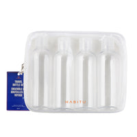 Habitu - Ensemble de bouteilles de voyage avec pochette - Transparent - 100 ml - Paquet de 4-Bouteilles de voyage