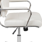 Flash Furniture Chaise De Bureau Pivotante Exécutive Leathersoft Panel-Blanc (BT20595H2WH)-Les bras rembourrés en métal chromé soutiennent le haut du corps