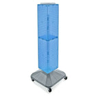 Azar Displays – Présentoir à panneaux perforés emboîtables sur 4 côtés, base carrée, type tour, 40 x 8 x 8 po, bleu (703388-BLU)-Pivote sur une base carrée à roulettes