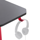 CorLiving - Bureau de jeu Conqueror noir et rouge-Crochet intégré pour casque d'écoute afin de gagner de la place sur le bureau
