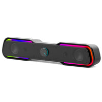 HP - Haut-parleurs de barre de son pour ordinateur 3D Surround - Alimentés par USB, éclairage RVB, entrée audio stéréo 3,5 mm-Barre de son PC HP DHE 6002 avec son stéréo et rétroéclairage RVB noir