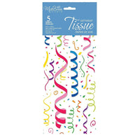 MillBrook Papier de soie avec motif imprimé, Serpentins multicolores, 5 feuilles par paquet, caisse de 12 (93070)-Papier de soie