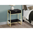 Monarch Specialties - 3486 Table D'Appoint - 24 po H/Espresso/Metal Or-Étagère inférieure ouvert pour stocker ou afficher des objets supplémentaires