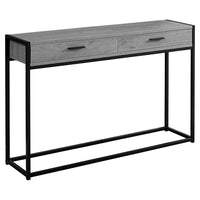 Monarch Specialties - 3510 Table D'Appoint - 48 po L/Console D'entrée Gris/Noir-2 grands tiroirs à coulisses de métal avec poignées en métal noir