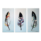 Designart – Imprimé sur toile, Plumes d'oiseau, 3 panneaux, 36 po x 28 po, (PT1163-3P)-Imprimé