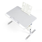 ShoppingAll - Bureau pliable portable réglable avec fente pour tablette et tiroir - Argent-Réglage de Hauteur et d'Angle Polyvalent: Offre 5 niveaux de hauteur et des angles réglables jusqu'à 36 degrés pour un confort ergonomique.