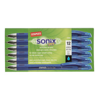 Staples - Stylos gel Sonix rétractables – 0,7 mm – encre bleue – paquet de 12-Écriture très lisse