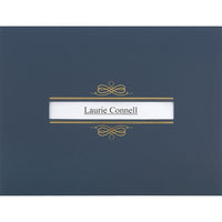 St. James – Porte-certificats Regent avec fenêtre, lin, bleu marine, paq./5-Superbes gravures en feuille d'or