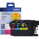 Brother – Cartouches d'encre de couleur LC103 haut rendement, paquet de 3-Comprend 3 cartouches d'encre de couleur cyan, magenta et jaune