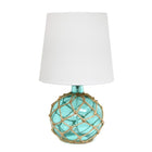 Lampe de table Elegant Designs en verre de mer océanique avec abat-jour en tissu blanc, Aqua-Lampe de table