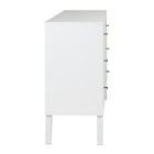 Prepac – Commode à 6 tiroirs Milo, style moderne milieu du siècle, blanc (WDBR-1406-1)-Poignées dotées d'un fini en laiton brossé
