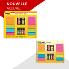 Post-it - Assortiment de feuillets et languettes adhésives, couleurs vives, tailles assorties, paquet de 14-Le papier des Feuillets super collants Post-it provient de forêts certifiées, renouvelables et gérées de manière responsable
