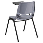 Flash Furniture - Chaise coquille ergonomique grise avec accoudoir-tablette rabattable pour droitiers-Conception à dossier et siège en plastique gris aux contours ergonomiques
