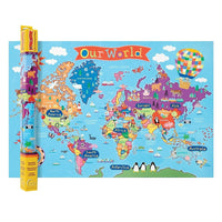 Round World Products Carte du monde pour enfants, 24" x 36"-Apportez de la couleur et du plaisir aux murs de votre enfant avec cette magnifique carte du monde