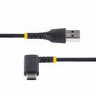 StarTech - Câble de charge USB-A vers USB-C coudé 60 W de 1 pi - Noir-Style de connecteur angle droit à droit