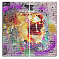 Designart – Lion dans la ville Street Art toile d’illustrations (PT3631-40-40)-Impression