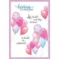 Millbrook Studios – Cartes de souhaits et enveloppes « Hooray It’s You Day » 5 3/8 x 7 3/4 (po) 18/paquet (06212)-Imprimées sur du papier cartonné non couché
