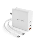 Hyper - HyperJuice Chargeur mural PD 3.1 USB-C/USB-A de 140 W - Blanc-Chargez 3 appareils en même temps avec 2 x ports USB-C et 1 x port USB-A