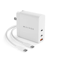 Hyper - HyperJuice Chargeur mural PD 3.1 USB-C/USB-A de 140 W - Blanc-Chargez 3 appareils en même temps avec 2 x ports USB-C et 1 x port USB-A