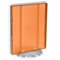 Azar Displays – Présentoir de comptoir à panneaux perforés, 20 x 16 po, orange translucide (700500-ORG)-Le présentoir à deux côtés repose une base rotative en plastique transparent, qui offre un accès facilité aux clients