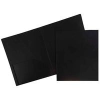 JAM Paper Chemise de présentation 2 pochettes, plastique robuste, 9 x 12 po, noir, 12/paq.-Noir
