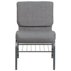 Flash Furniture – Chaise d’église Hercules 21 po larg, siège 3,75 po épais, compartiment pour livre, gris, structure argentée-Chaise d'église multi-usages