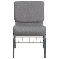 Flash Furniture – Chaise d’église Hercules 21 po larg, siège 3,75 po épais, compartiment pour livre, gris, structure argentée-Chaise d'église multi-usages