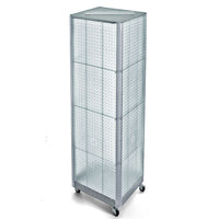 Azar Displays – Présentoir de sol à panneaux perforés sur 4 côtés et à roulettes, 60 x 16 po, transparent (700406-CLR)-Présentoir rotatif carré en tour avec roulettes